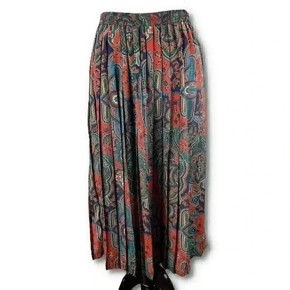 Alfred Dunner petite skirt size 12 P paisley long pleated vintage 80s 90s